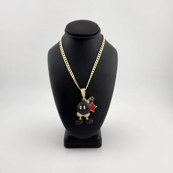 Brand New Sterling Silver 925 Mario Bomber Necklace
